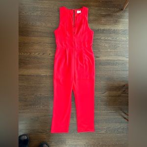 Red sleeveless jumpsuit